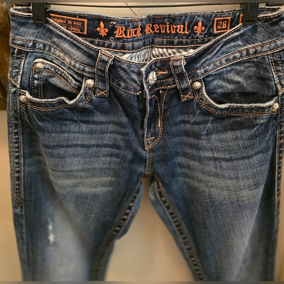 Rock Revival Distressed Blue Jeans - Picture 3 of 5